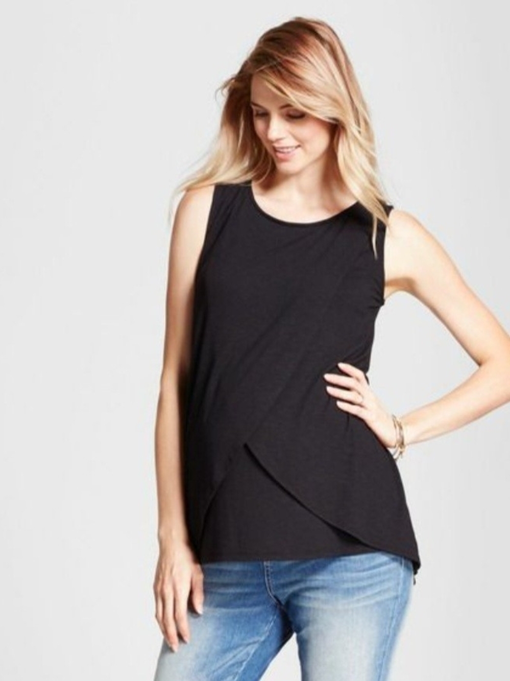 Isabel Maternity by Ingrid & Isabel Black Sleeveless Asymmetric Maternity Tank